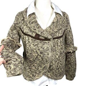 Vertigo Paris Cardigan Sweater Womens Large Chunky Knit Mohair Wool Blend